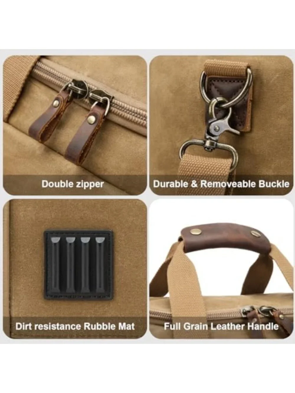 Spacious 50L Waxed Canvas Duffel Bag in Khaki - Durable Travel & Gym Tote